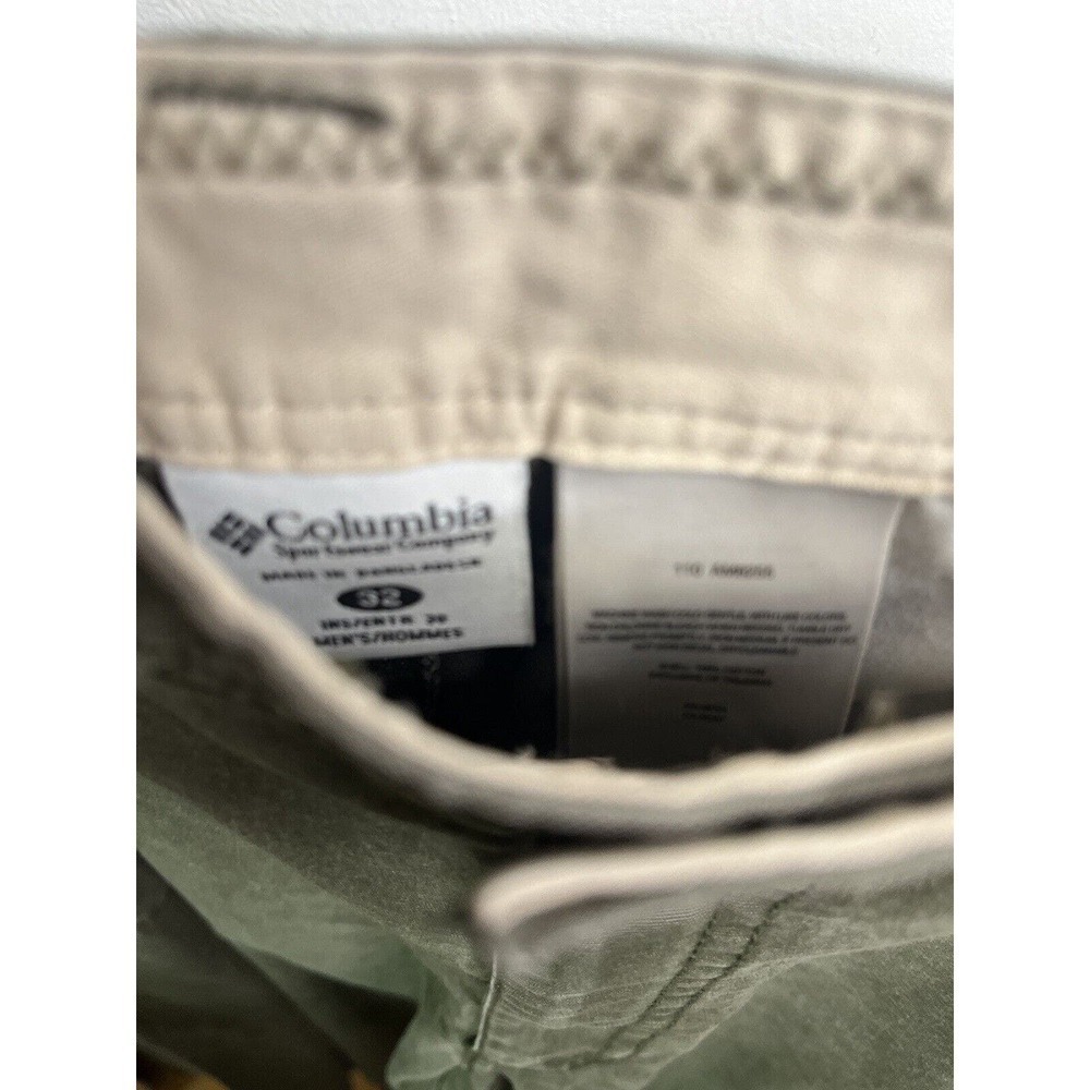 Columbia Cargo Pants Work Sz 32 Zipper Side Pockets Army Green - Picture 8 of 9